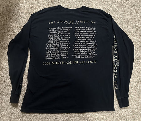 EXODUS CONCERT LONG SLEEVE T-SHIRT~2008 TOUR~THE ATROCITY EXHIBITION~BLACK~XL