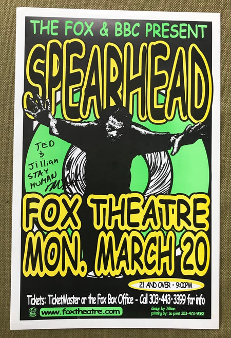 RARE SPEARHEAD 11x17 POSTER SIGNED BY MICHAEL FRANTI~FOX THEATER BOULDER CO 1995