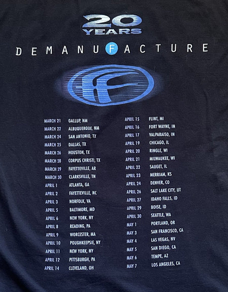 FEAR FACTORY T-SHIRT~2015 TOUR~DEMANUFACTURE 20 YEARS~XL~GILDAN~BLACK~EXC COND