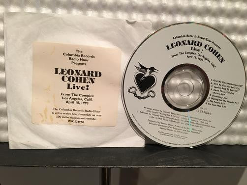 LEONARD COHEN LIVE! THE COMPLEX LA APRIL 18,1993~NM COLUMBIA RADIO HOUR PROMO CD