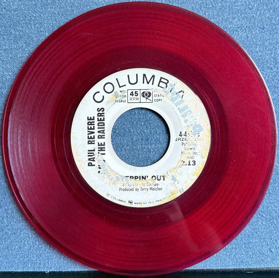 PAUL REVERE & RAIDERS STEPPIN' OUT~RARE 1965 RED VINYL WHITE LBL PROMO 7-INCH 45