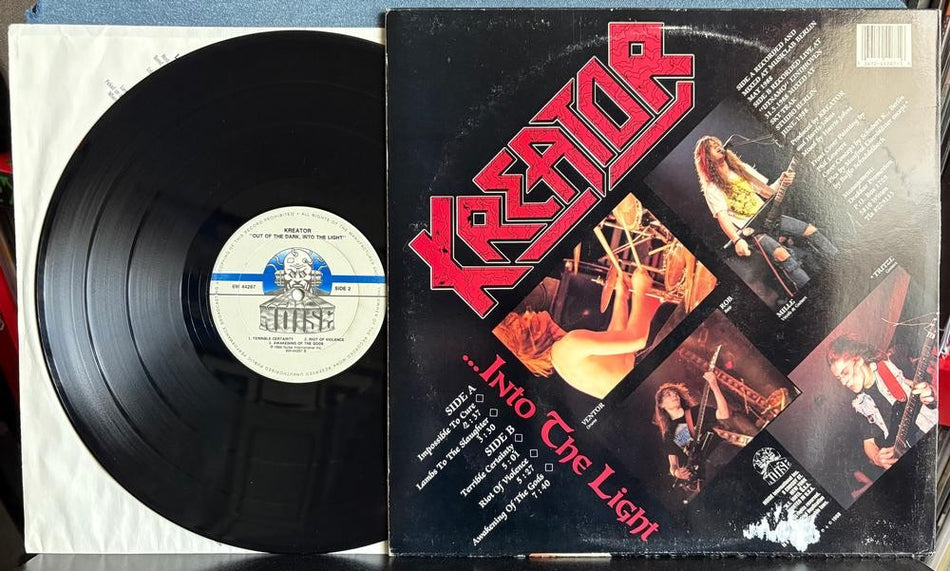 KREATOR OUT OF THE DARK INTO THE LIGHT EP~1988 NOISE FIRST PRESS LP~INNER~THRASH