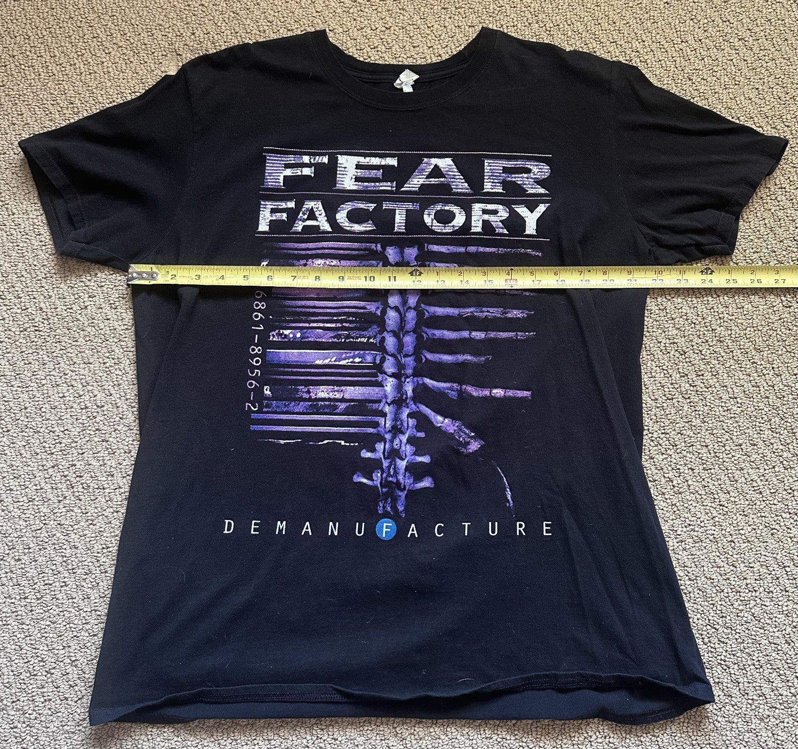 FEAR FACTORY T-SHIRT~2015 TOUR~DEMANUFACTURE 20 YEARS~XL~GILDAN~BLACK~EXC COND