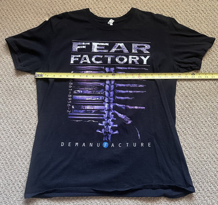 FEAR FACTORY T-SHIRT~2015 TOUR~DEMANUFACTURE 20 YEARS~XL~GILDAN~BLACK~EXC COND
