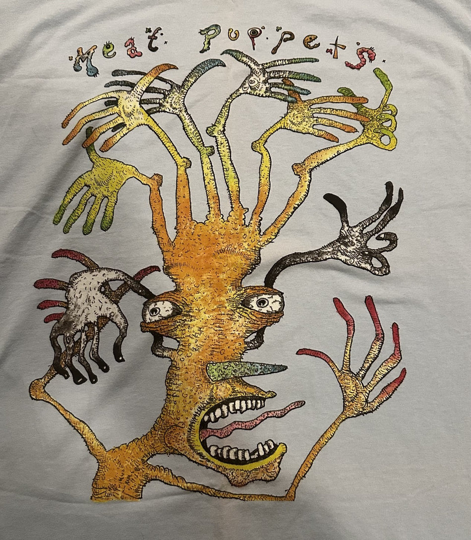 MEAT PUPPETS CONCERT T-SHIRT~1990s~HAND HEAD~LIGHT BLUE~LG~EXC COND~VTG~NEW