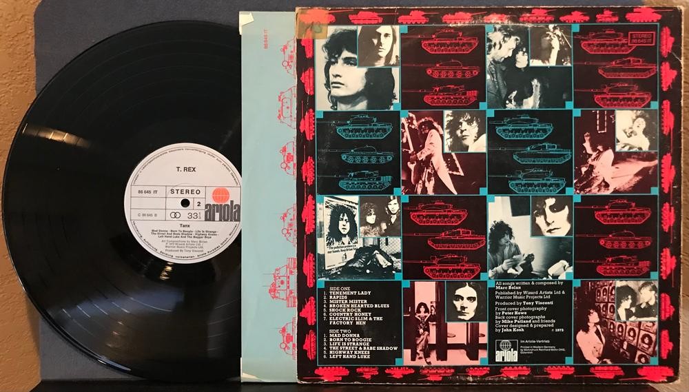 T REX TANX~1973 ARIOLA GERMAN 1st PRESS LP~INNER SLV~MARC BOLAN~PSYCH ROCK~GLAM