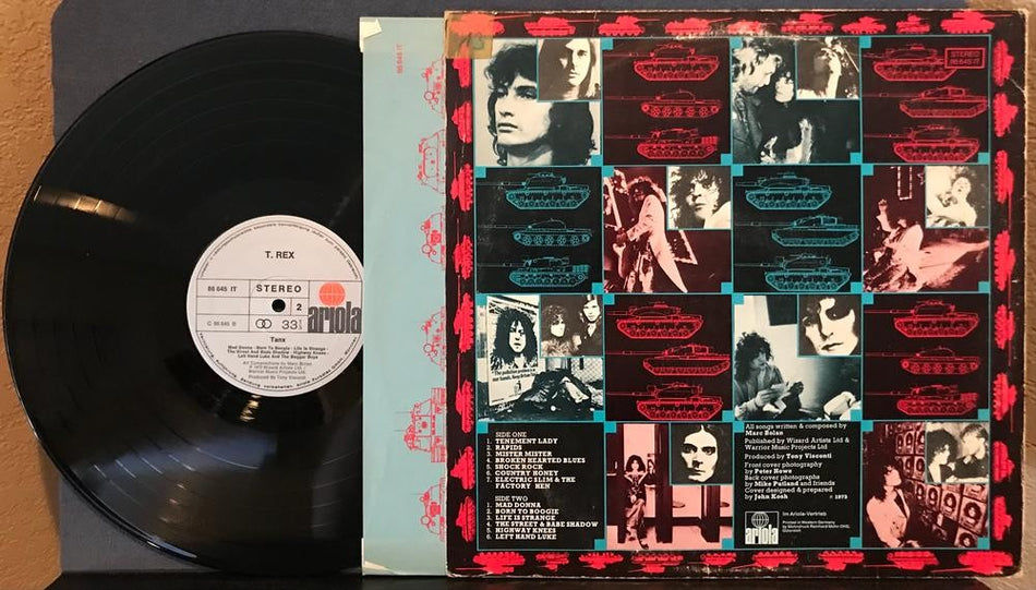 T REX TANX~1973 ARIOLA GERMAN 1st PRESS LP~INNER SLV~MARC BOLAN~PSYCH ROCK~GLAM