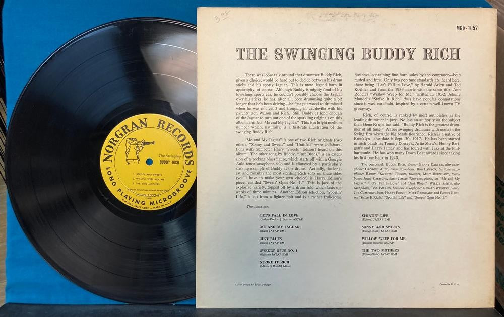 THE SWINGING BUDDY RICH~ORIG 1955 NORGRAN RECORDS LP~YELLOW TRUMPETER LABEL~JAZZ