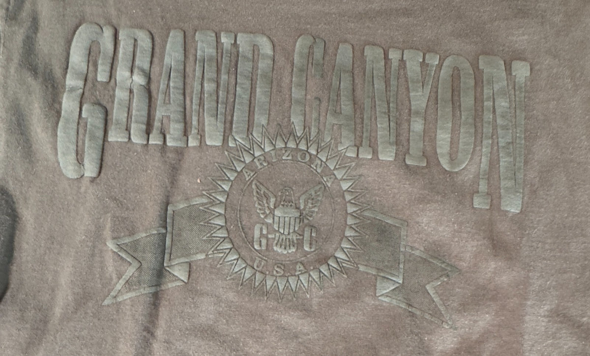 VTG 1980s GRAND CANYON RAISED LETTER  T-SHIRT~LRG GREEN FOTL~SINGLE STITCH~EXC