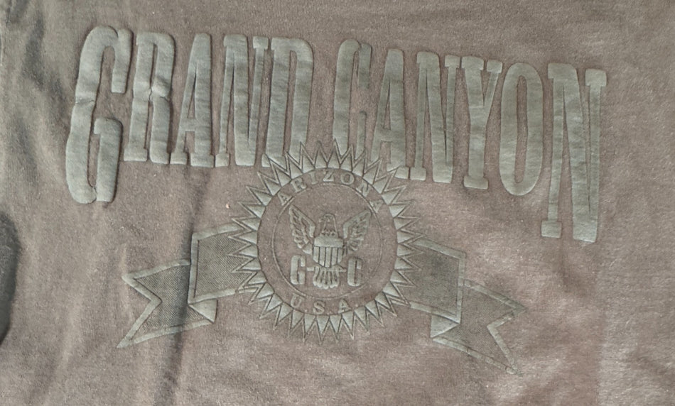 VTG 1980s GRAND CANYON RAISED LETTER  T-SHIRT~LRG GREEN FOTL~SINGLE STITCH~EXC