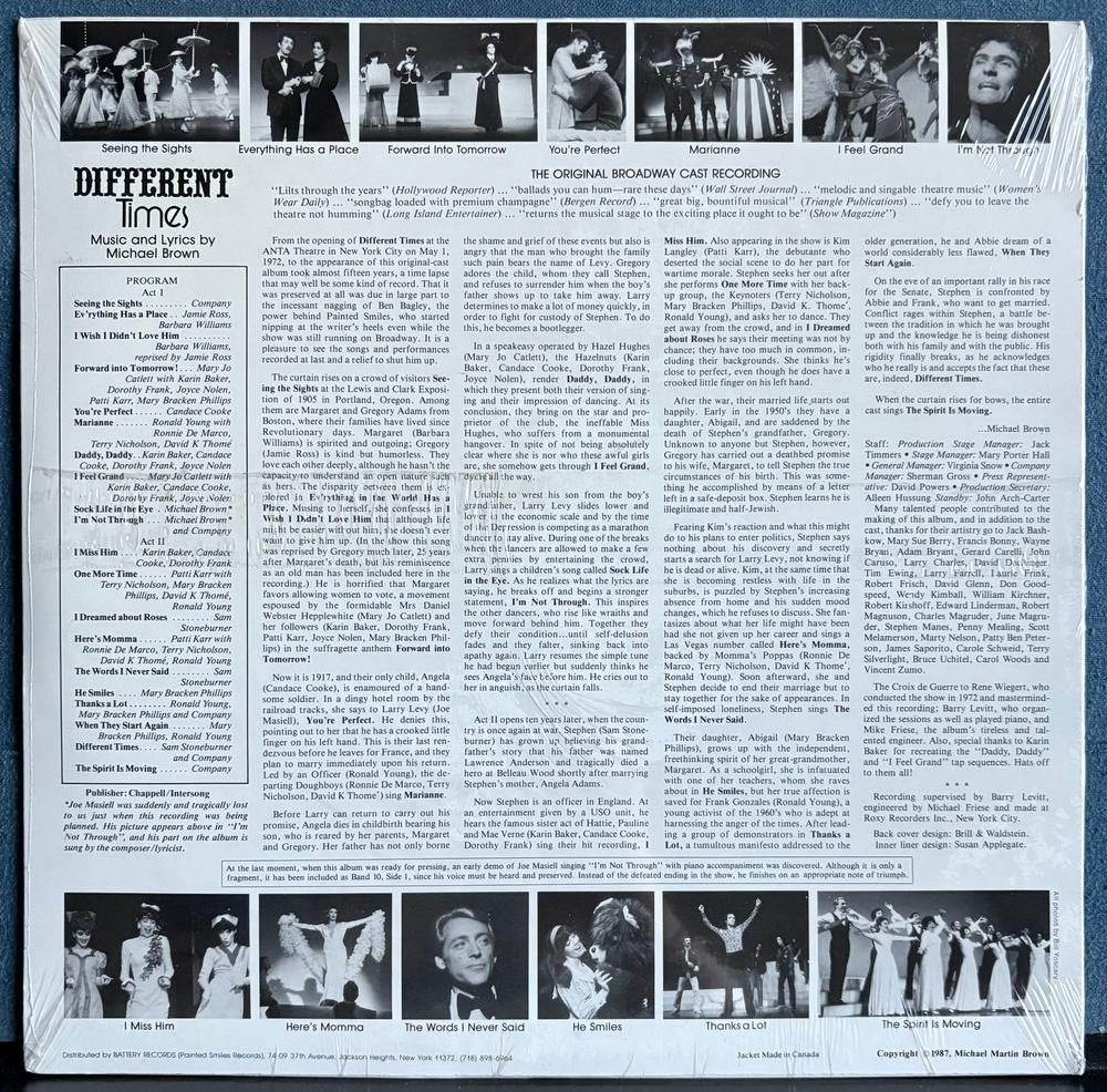 DIFFERENT TIMES ORIGINAL BROADWAY CAST RECORDING~SEALED '87 OST LP~MICHAEL BROWN