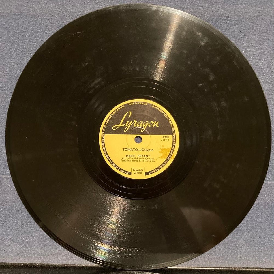 MARIE BRYANT~TOMATO / RHUMBOOGIE ANNA~1952 LYRAGON UK 10" 78 RPM~CALYPSO~REGGAE