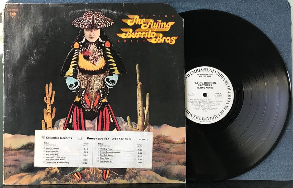 FLYING BURRITO BROTHERS FLYING AGAIN~1975 WHITE LABEL PROMO LP~TIMING BAR~BAYOU
