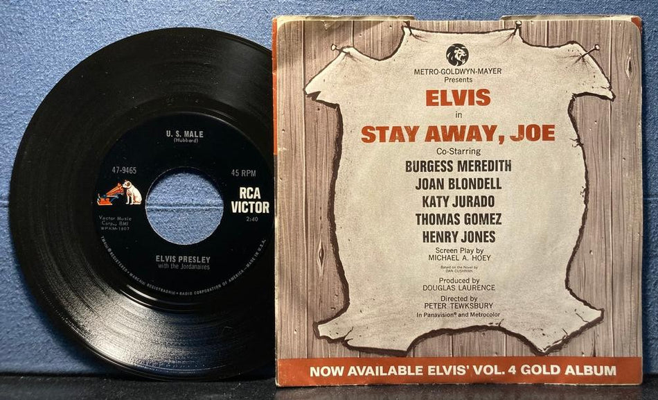 ELVIS PRESLEY~U.S. MALE / STAY AWAY~NM- 1968 RCA ROCKAWAY 7" 45 rpm PIC SLEEVE