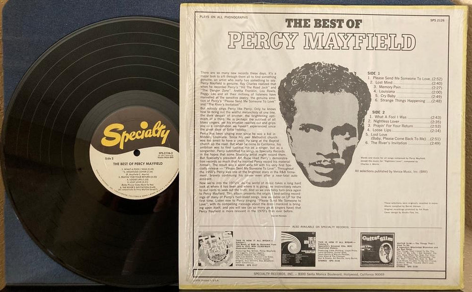 BEST OF PERCY MAYFIELD~NM- 1972 SPECIALTY RECORDS REISSUE LP w/SHRINK~HITS COMP.