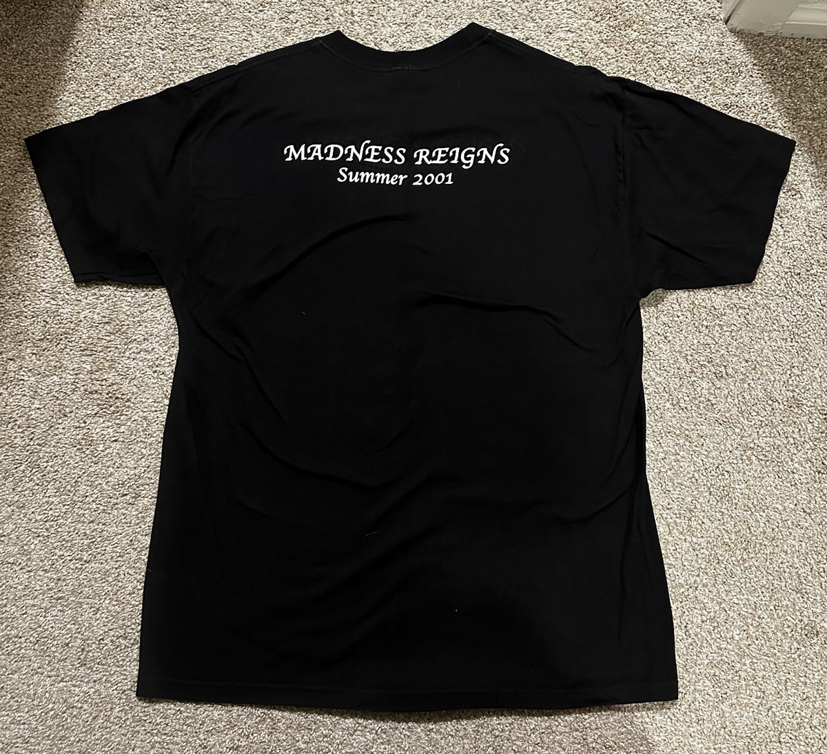 SAVATAGE CONCERT T-SHIRT~MADNESS REIGNS~SUMMER 2001 TOUR~LARGE~LG~BLACK~EXC COND