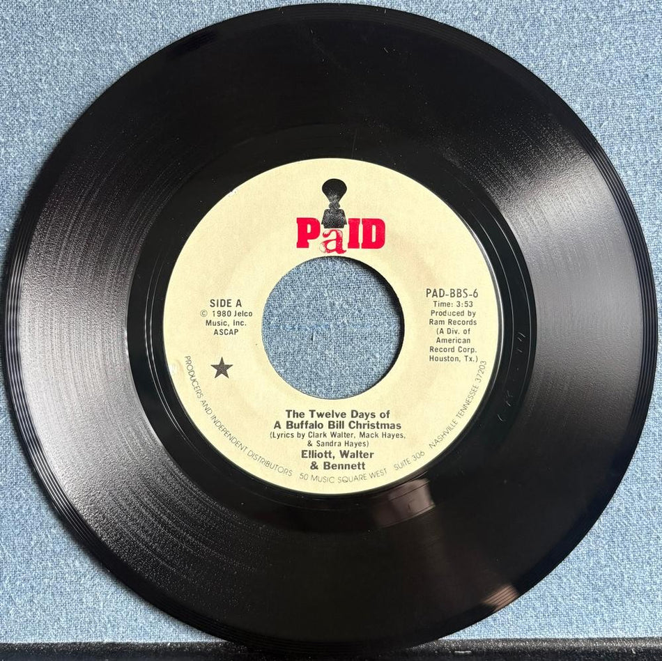 ELLIOTT WALTER AND BENNETT~TWELVE DAYS OF A BUFFALO CHRISTMAS~NM- 1980 7-INCH 45