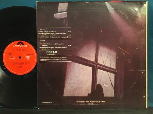 CREAM LIVE CREAM~ORIG 1970 ARGENTINA LP~SPANISH SONG TITLES~CLAPTON~BRUCE~BAKER
