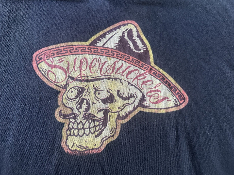 THE SUPERSUCKERS T-SHIRT~SOMBRERO SKULL PRINT~XL~ANVIL TAG~BLACK~EXC COND~RARE
