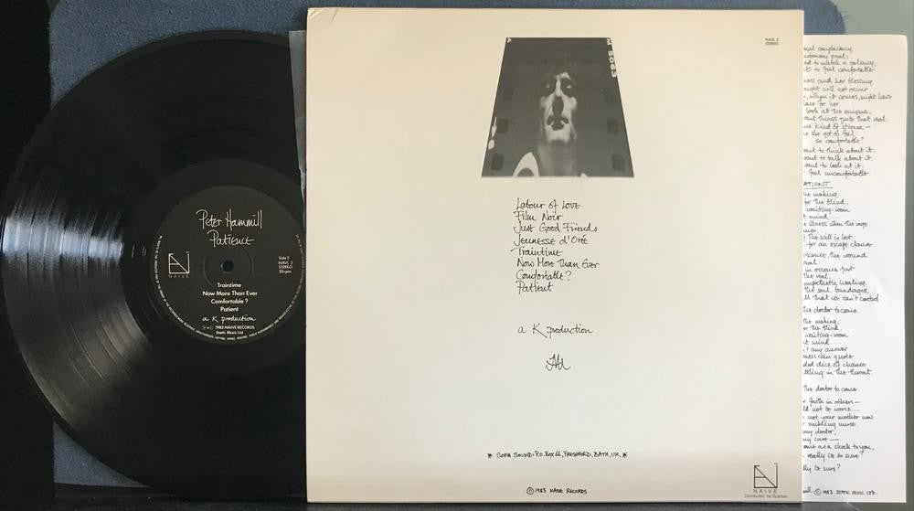 PETER HAMMILL PATIENCE~VG++ ORG 1983 NAIVE RECORDS UK 1st PRESS LP w/INSERT~PROG