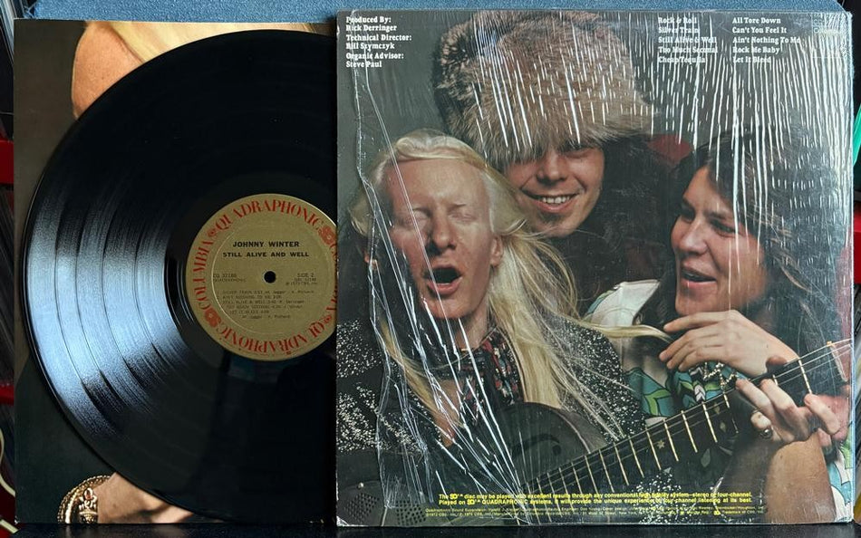 JOHNNY WINTER STILL ALIVE AND WELL~1973 COLUMBIA SQ QUADRAPHONIC LP~SHRINK~INNER