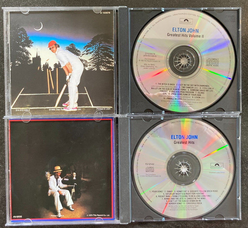 Lot of 2 CDs: ELTON JOHN GREATEST HITS VOLUME I + VOLUME II~21 TRX~BENNIE~ROCKET