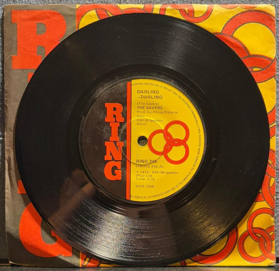 SOUTH AFRICA 45~THE SAVERS~DARLING / SUNDAY BROTHER~1976 RING 7' w/SLV~SOUL~HEAR