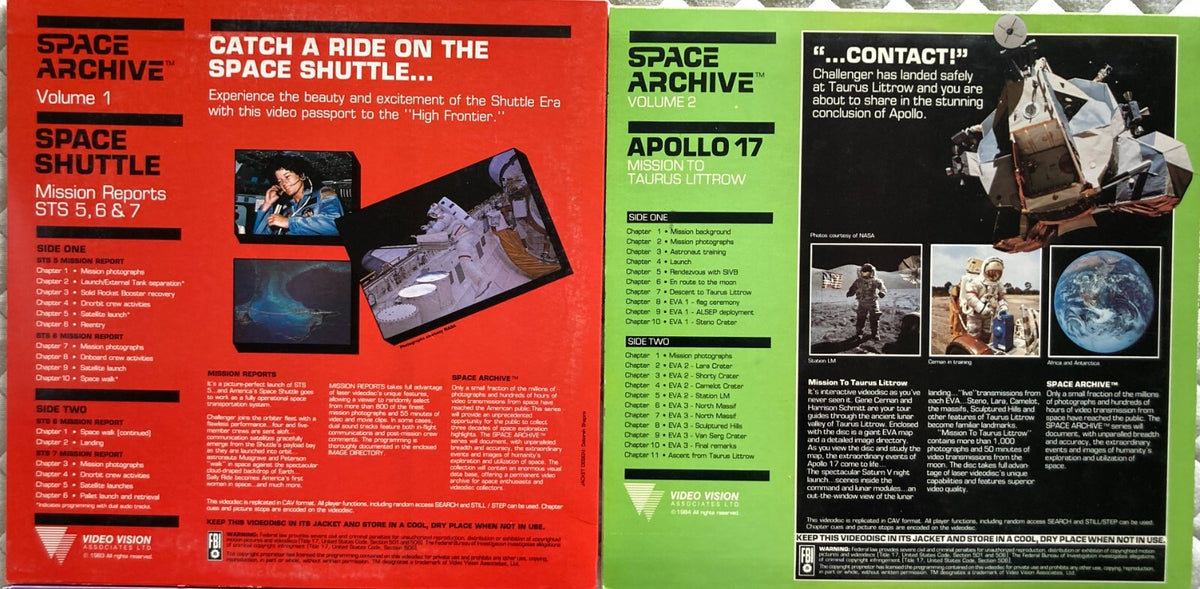 LOT:6 SPACE ARCHIVE SERIES LASER DISCS~VOL 1 2 3 5 6 COL. ED~SHUTTLE~APOLLO~MARS
