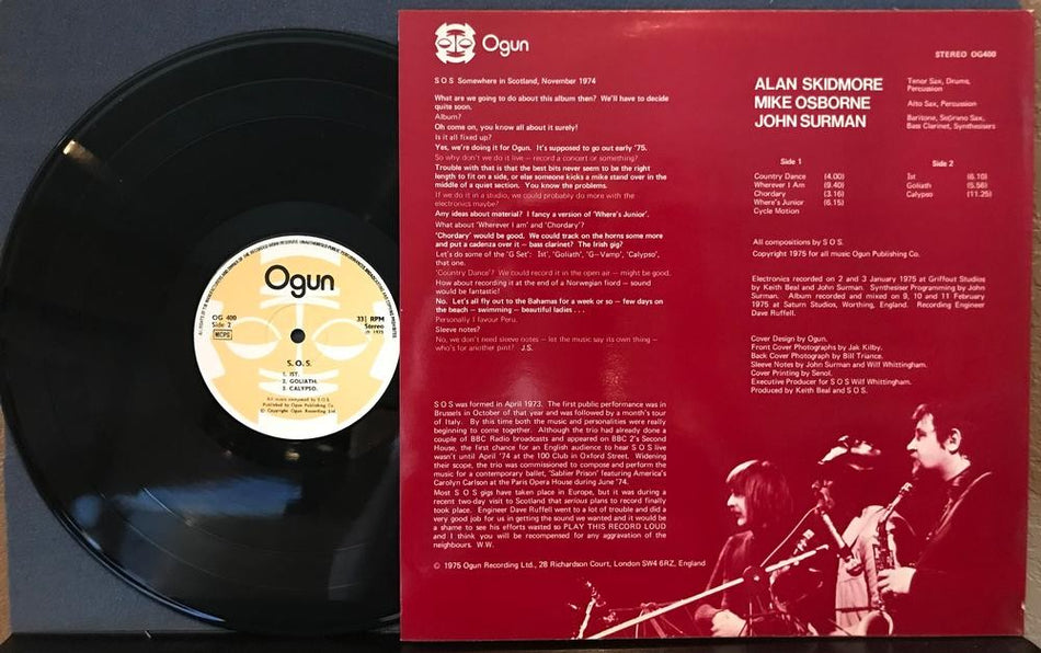 S. O. S. NM 1975 S/T LP~OGUN UK OG 400~ALAN SKIDMORE~MIKE OSBORNE~JOHN SURMAN