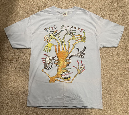 MEAT PUPPETS CONCERT T-SHIRT~1990s~HAND HEAD~LIGHT BLUE~LG~EXC COND~VTG~NEW