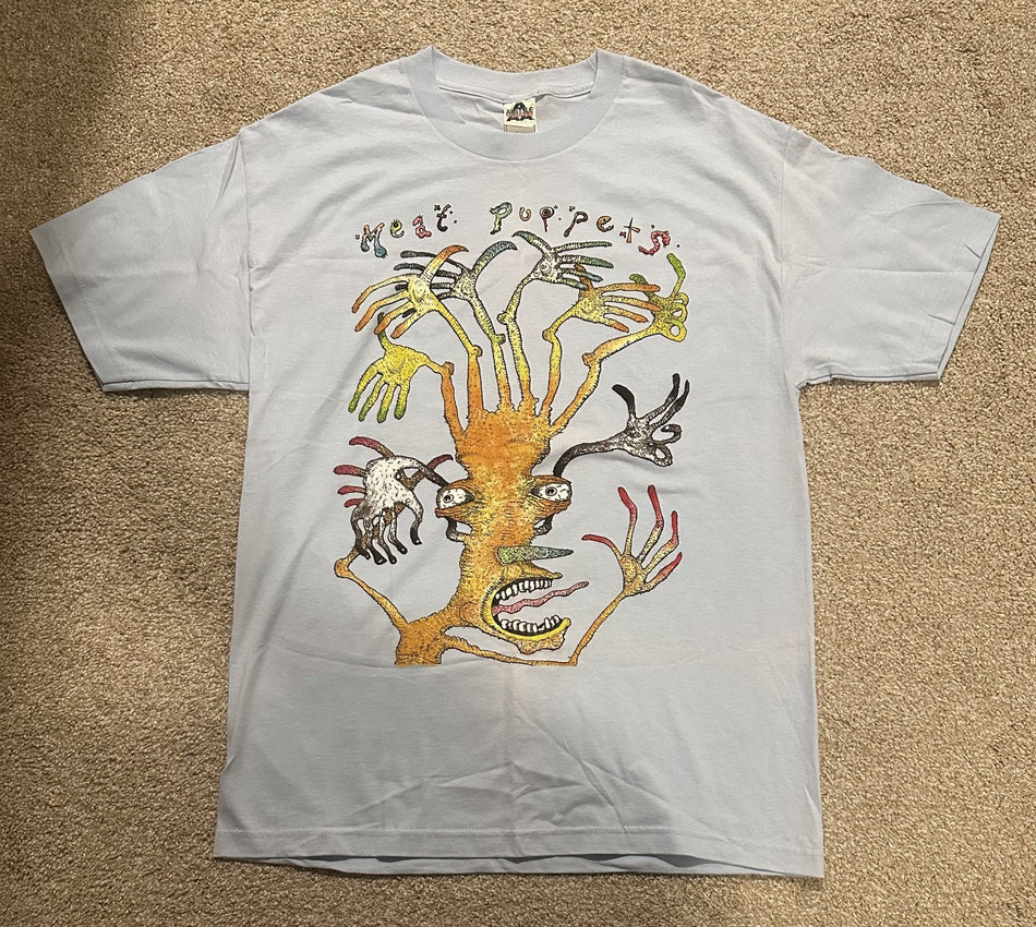 MEAT PUPPETS CONCERT T-SHIRT~1990s~HAND HEAD~LIGHT BLUE~LG~EXC COND~VTG~NEW