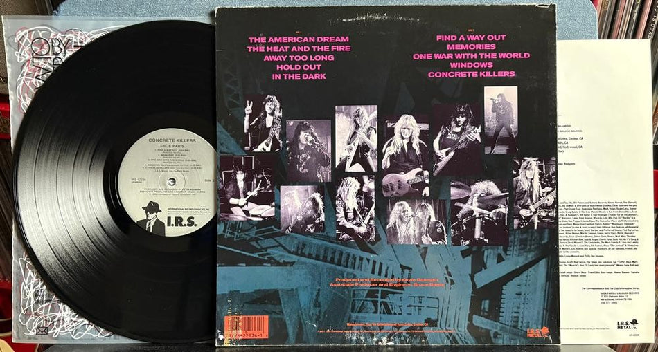 SHOK PARIS CONCRETE KILLERS~VG++ ORG 1989 IRS PROMO COPY LP w/INSERT~HEAVY METAL