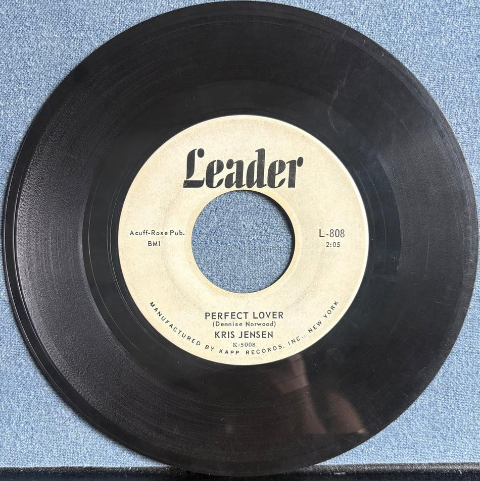 KRIS JENSEN~PERFECT LOVER / SCHOOL BUS~1960 LEADER WHITE LABEL PROMO 7-INCH 45