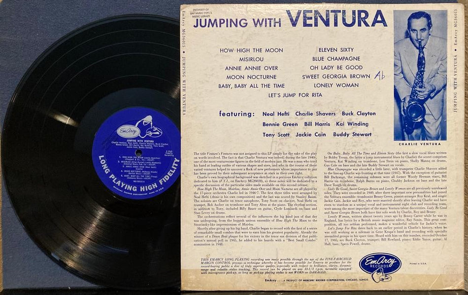 CHARLIE VENTURA JUMPING WITH VENTURA~ORIG 1955 EMARCY MONO DEEP GROOVE LP~JAZZ