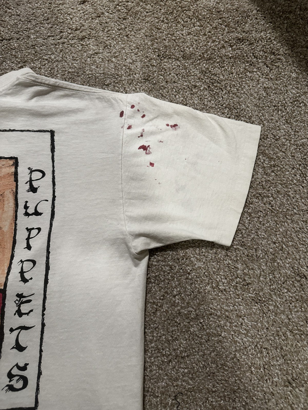 RARE MEAT PUPPETS BAND T-SHIRT~SINGLE-STITCH~ORIGINAL~WHITE~LG~1980s~VINTAGE~VTG