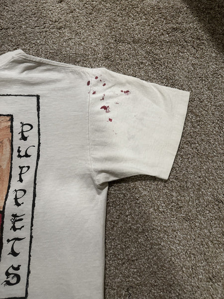RARE MEAT PUPPETS BAND T-SHIRT~SINGLE-STITCH~ORIGINAL~WHITE~LG~1980s~VINTAGE~VTG