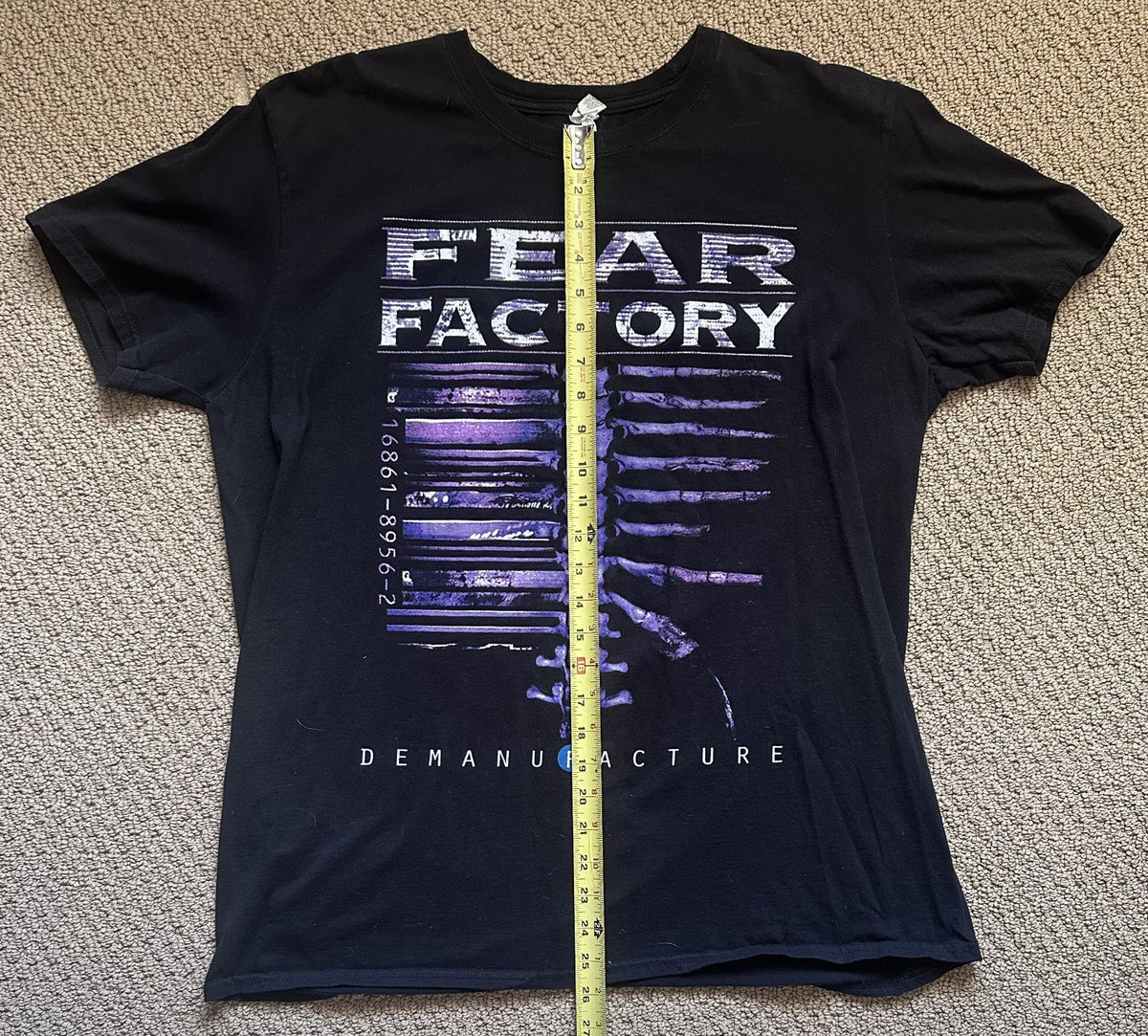 FEAR FACTORY T-SHIRT~2015 TOUR~DEMANUFACTURE 20 YEARS~XL~GILDAN~BLACK~EXC COND