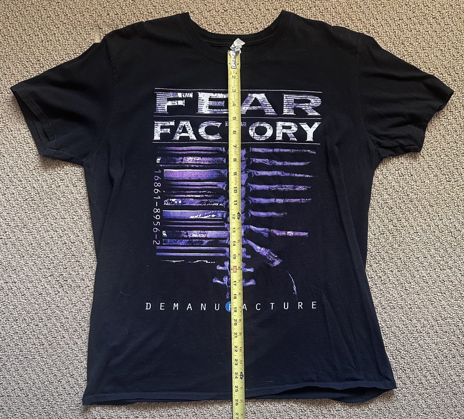 FEAR FACTORY T-SHIRT~2015 TOUR~DEMANUFACTURE 20 YEARS~XL~GILDAN~BLACK~EXC COND