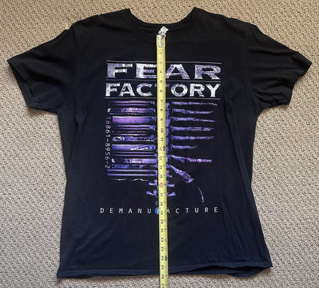 FEAR FACTORY T-SHIRT~2015 TOUR~DEMANUFACTURE 20 YEARS~XL~GILDAN~BLACK~EXC COND