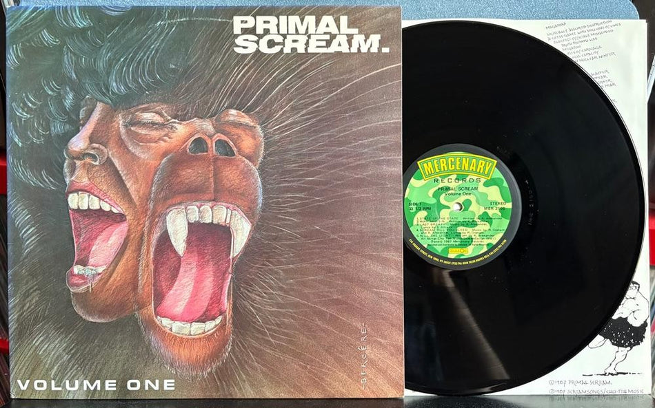 PRIMAL SCREAM VOLUME ONE~NM- ORIG 1987 MERCENARY FIRST PRESS LP~INNER SLV~THRASH