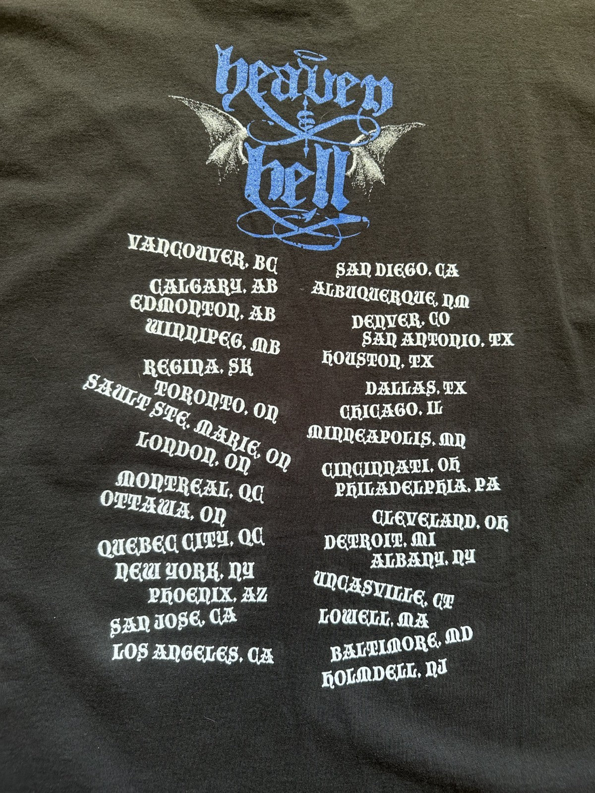 HEAVEN & HELL CONCERT T-SHIRT~2007 TOUR~BLACK SABBATH~XL~BLACK~EXC COND~VINTAGE