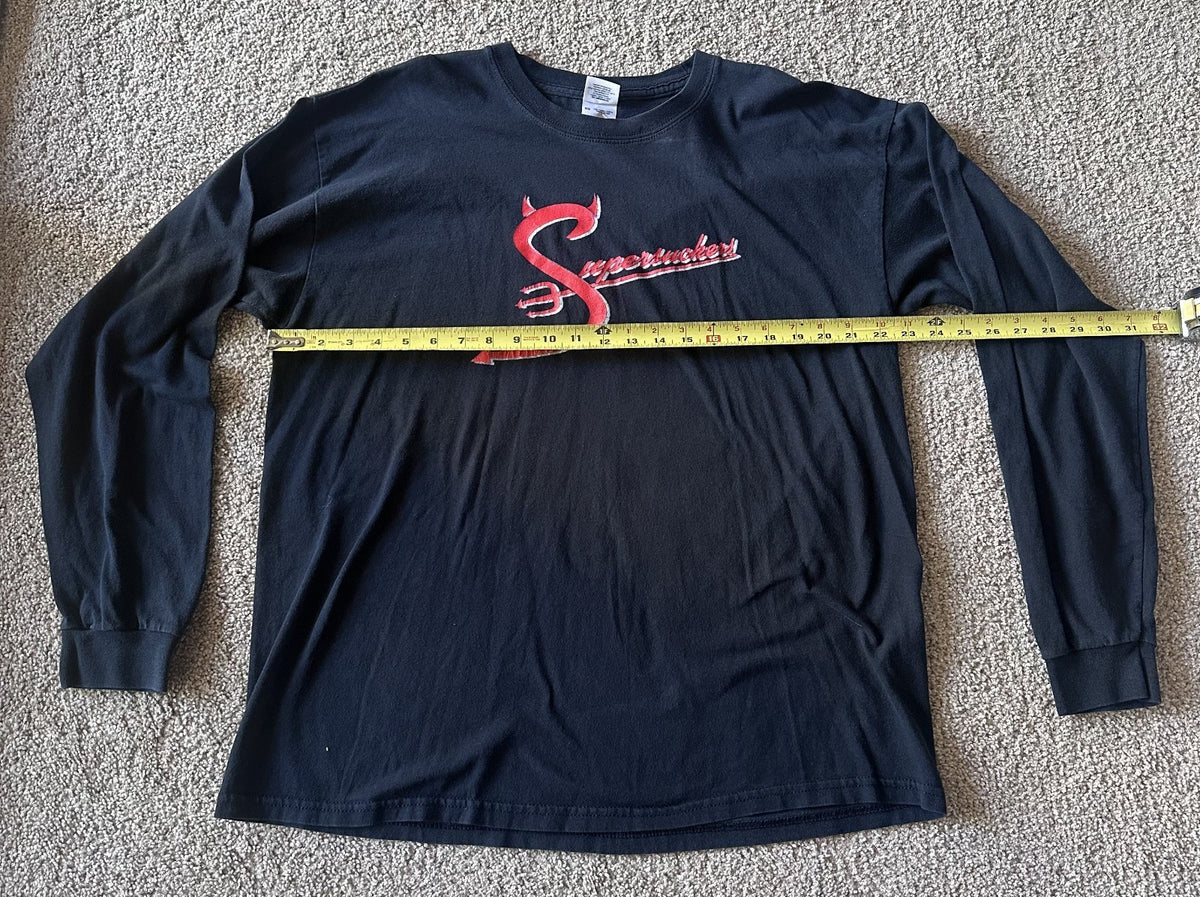 THE SUPERSUCKERS LONG SLEEVE T-SHIRT~DEVIL PITCHFORK~XL~GILDAN~BLACK~EXC COND