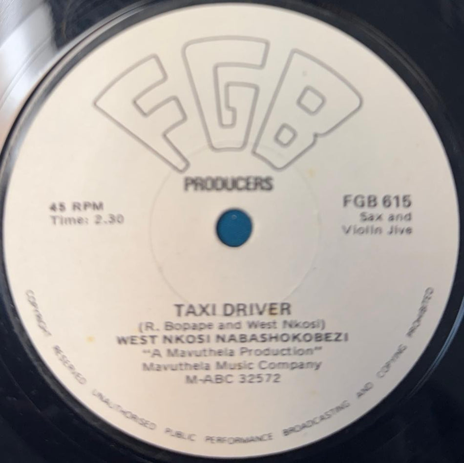 SO AFRICA 45: WEST NKOSI TWELVE MABONE/ TAXI DRIVER~1970s FGB SAX JIVE JAZZ~HEAR