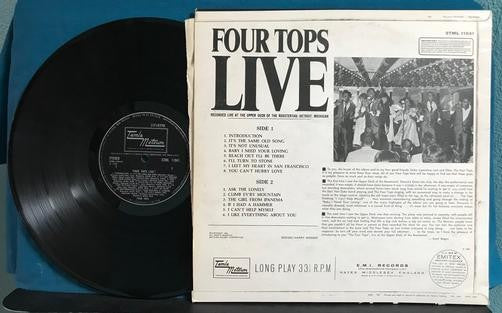 FOUR TOPS LIVE! ORG 1966 UK LP~TAMLA MOTOWN~SOUL~FUNK~ASK THE LONELY~NOT UNUSUAL
