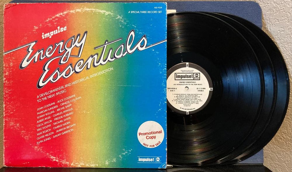 IMPULSE ENERGY ESSENTIALS~1972 WHITE LABEL PROMO 3-LP~DOUBLE GATEFOLD~FREE JAZZ
