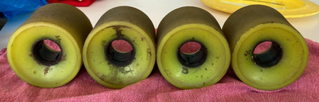 4 VINTAGE LADERA BOOGERS 66mm/80a URETHANE SKATEBOARD WHEELS w/BEARINGS~DOGTOWN