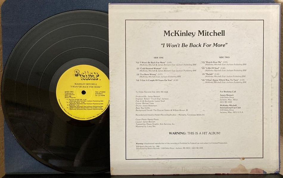 McKINLEY MITCHELL~VG++ 1984 RETTAS RECORDS TRANSLUCENT QUIEX AUDIOPHILE LP~BLUES