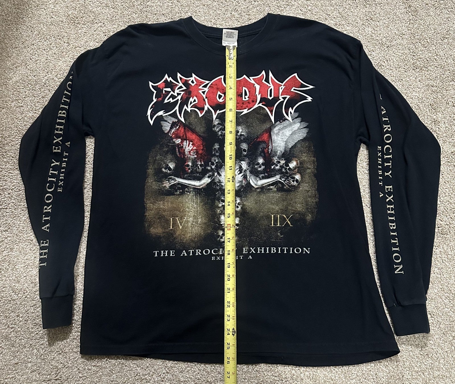 EXODUS CONCERT LONG SLEEVE T-SHIRT~2008 TOUR~THE ATROCITY EXHIBITION~BLACK~XL