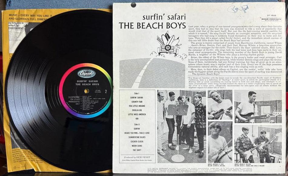 BEACH BOYS SURFIN' SAFARI~ORG 1962 CAPITOL LOS ANGELES DUOPHONIC LP~BRIAN WILSON