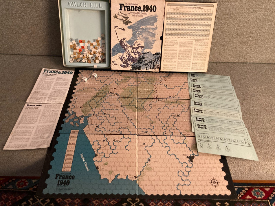 ORIG 1972 FRANCE, 1940 AVALON HILL BOARD GAME 840 APPEARS COMPLETE~GERMAN BLITZ